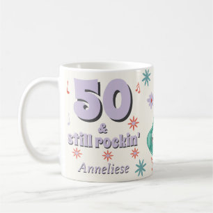 50 och fortfarande Rockin’ Retro Music Birthday Th Kaffemugg