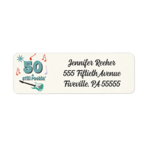 50 och fortfarande Rockin’ Retro Music Thned Adres Returadress Etikett