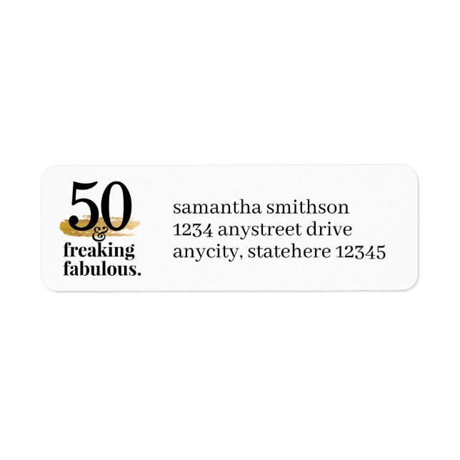 50 och Freaking Fabulous Funny Returadress Returadress Etikett (Framsidan)
