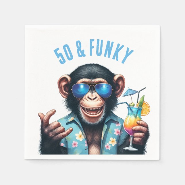 50 och Funky Summer Monkey 50-årsdag Pappersservett (Framsidan)