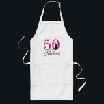 50 och gåva för födelsedag för sagolikt långt förkläde<br><div class="desc">Fira roterande 50 i stil med denna eleganta 50th födelsedagdesign. 50 och sagolikt i shock rosa blänker och svartvitt. Ord 50 och sagolikt i shock rosa blänker, och svarten är uppsättningen genom att använda modern typografi. En perfekt femtionde födelsedagsfestgåva. Om du behöver någon hjälp eller matchaprodukter, behaga kontaktar oss till...</div>
