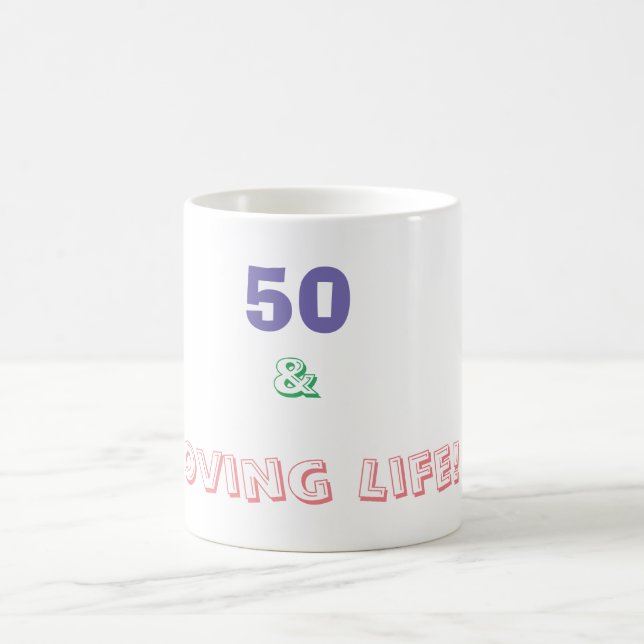 50 och lång livslängd kaffemugg (Center)