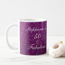 50 och Lila vid födelsedag Glitter Ombre Chic Kaffemugg