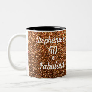 50 och lockande Guld Glitter Två-Tonad Mugg