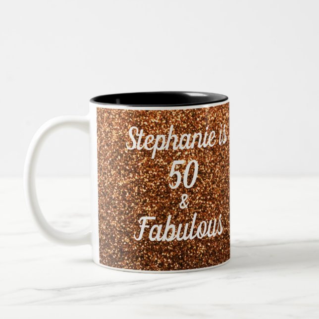 50 och lockande Guld Glitter Två-Tonad Mugg (Vänster)