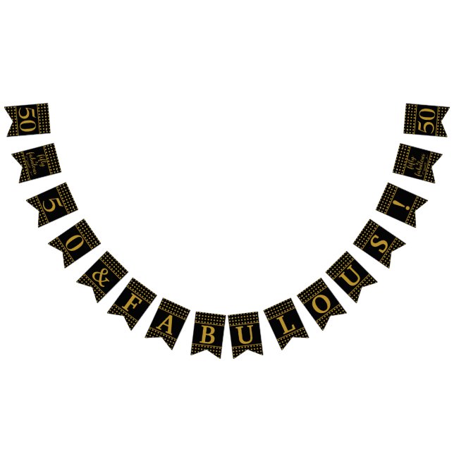 50 och maskiga svarta Guld-punkter Vimplar (Alla)