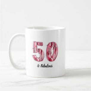 50 och Penseldrag av typen Fabulous Rosa och Leopa Kaffemugg