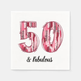 50 och Penseldrag av typen Fabulous Rosa och Leopa Pappersservett