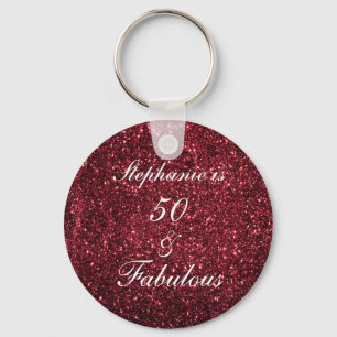 50 och rödbrunt Glitter-cute från födelsedagen Nyckelring