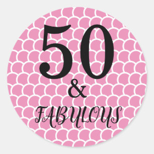 50 och Rosa av flytande Födelsedagsfest Sjöjungfru Runt Klistermärke
