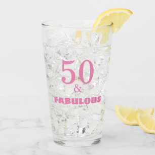50 och Rosa Snyggt födelsedag med fetstil Glaskopp