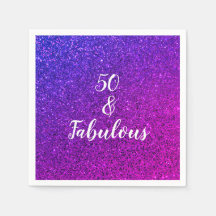 50 och Rosa vid födelsedag Lila Glitter Chic