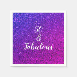 50 och Rosa vid födelsedag Lila Glitter Chic Pappersservett