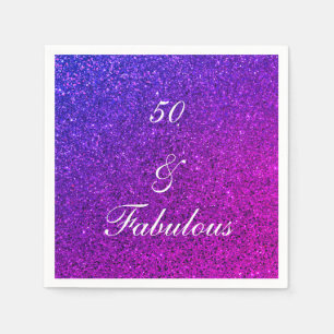 50 och Rosa vid födelsedag Lila Glitter Girly Pappersservett