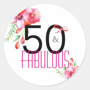 50 och sagolik födelsedagsfest för elegant 50th runt klistermärke