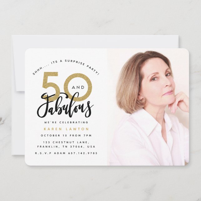 50 och sagolik inbjudan för överrrakningpartyfoto (Framsida)