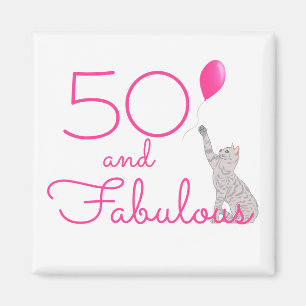 50 och sagolik kattälskarefödelsedag magnet
