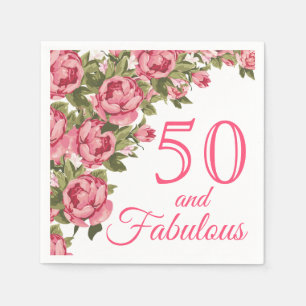50 och sagolik rosa 50th födelsedagsfest för pappersservett