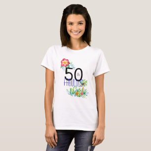 50 och sagolik tropisk 50th födelsedagsfest tee shirt