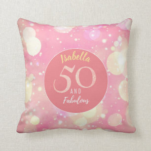 50 och sagolika Sparkling laxrosor & guld Kudde