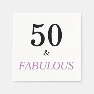 50 och Svart Lila av Fabulous Birthday Quote Pappersservett