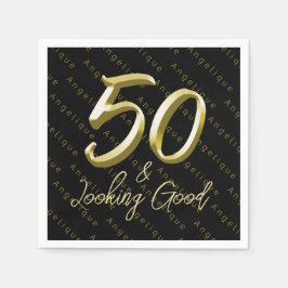 50 och Tittar Bra Guld födelsedag Pappersservett
