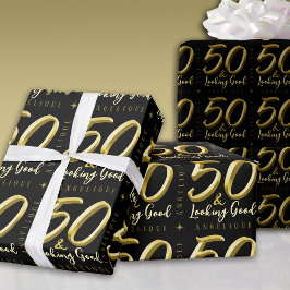 50 och Tittar Bra Guld födelsedag Presentpapper