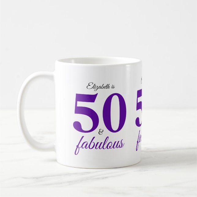 50 och tvättlig Lila Kaffemugg (Vänster)