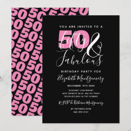 50 och uppmjukande Elegant 50:e Födelsedagsfesten Inbjudningar