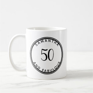 50 och uppsvällande 50:e födelsedag, modern minima kaffemugg