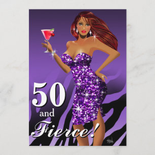 50 och våldsamma Glam Sparkly sebragranatlilor Inbjudningar