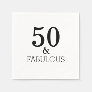 50 och vit färglös Födelsedagsfest Elegant Pappersservett