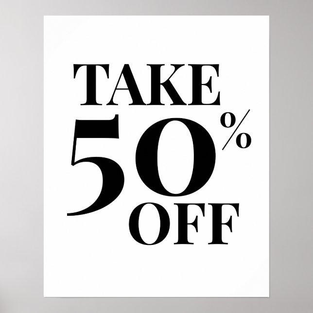 50% Off Sale Sign, Black and White Sale Poster (Framsidan)