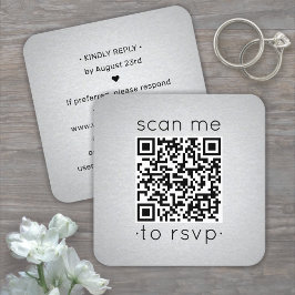 50-pack QR-kod RSVP falskt silverfoliekuvert Fyrkantigt Visitkort