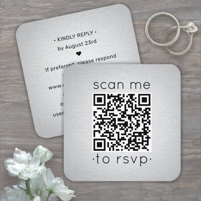 50-pack QR-kod RSVP falskt silverfoliekuvert Fyrkantigt Visitkort (Skapare uppladdad)