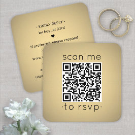 50-pack QR RSVP Bröllop Falskt Guld Folie Kuvertbi Fyrkantigt Visitkort