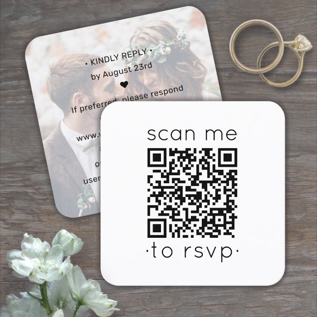 50-pack QR RSVP Bröllopswebbplats Foto Bilaga Fyrkantigt Visitkort (Skapare uppladdad)