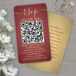 50-pack QR RSVP burgunderröd & guld bröllopsinbjud Visitkort