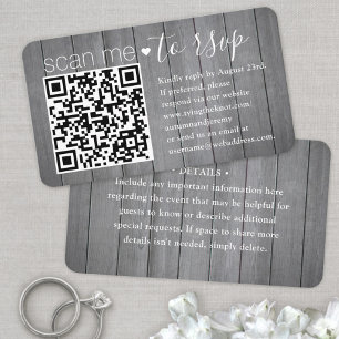 50-pack Scan Me QR RSVP Grå falskt trähölje Visitkort