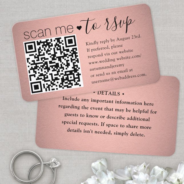 50-pack Scan Me QR RSVP Rosa Falsfolie Inclosure Visitkort (Skapare uppladdad)