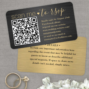 50 Pack Scan Me QR RSVP Svart och Guld Bröllop Visitkort