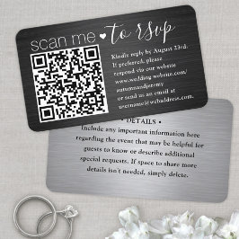 50-pack Scan Me QR RSVP Svart och Silver Bröllop Visitkort