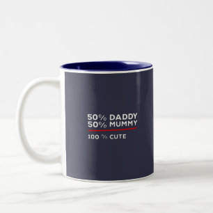 50 % pappa 50 % min 100 % kute Två-Tonad mugg