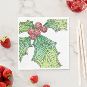 50 Papper Napkins Holly Jolly Pappersservett