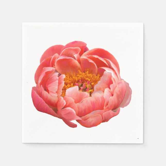 50 Pappra blöjor - Coral Peony Pappersservett (Framsidan)