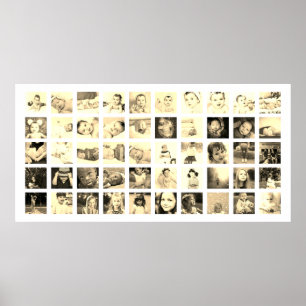 50 Personlig för fotokollage (Sepia) Poster