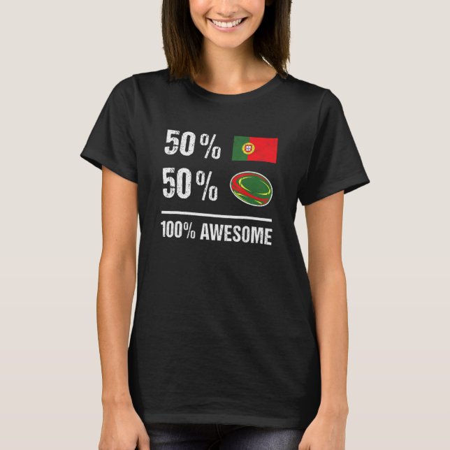50 Portugal 50 Rugby 100 Awesome Portugal Rugby T Shirt (Framsida)