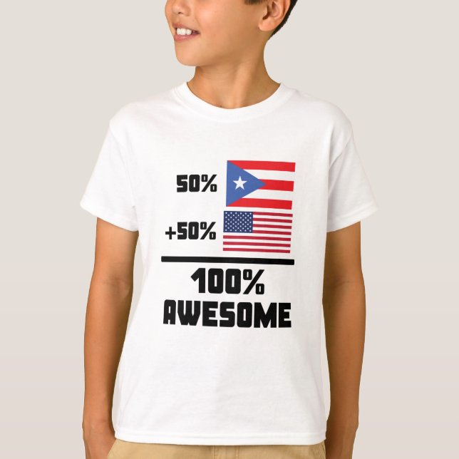 50% Puerto Rican 50% amerikanfantastisk 100% Tee Shirt (Framsida)