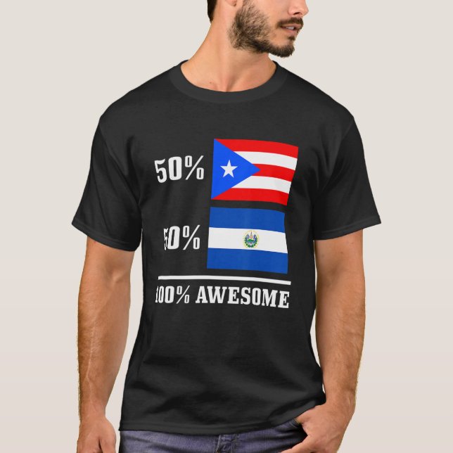 50 Puerto Rico 50 El Salvador Puerto Rican Salvado T Shirt (Framsida)