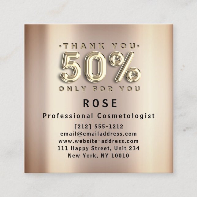 50 % rabatt Logotyp Tack Ro Guld Tidsbeställning Kort (Framsida)
